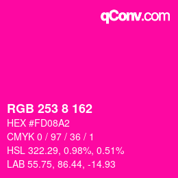 颜色代码: RGB 253 8 162 | qconv.com