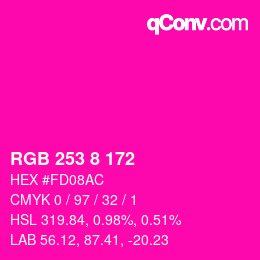 颜色代码: RGB 253 8 172 | qconv.com