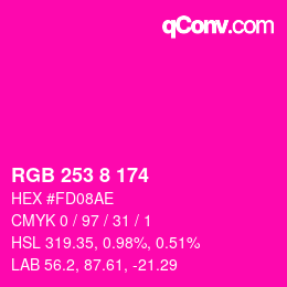 Color code: RGB 253 8 174 | qconv.com
