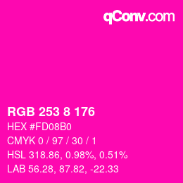 Color code: RGB 253 8 176 | qconv.com