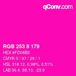 Color code: RGB 253 8 179 | qconv.com