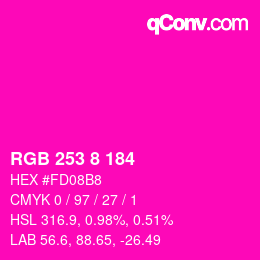Farbcode: RGB 253 8 184 | qconv.com