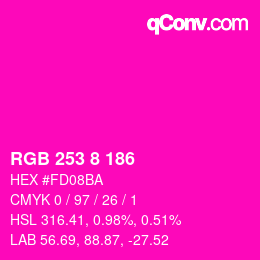 Color code: RGB 253 8 186 | qconv.com