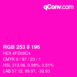 颜色代码: RGB 253 8 196 | qconv.com