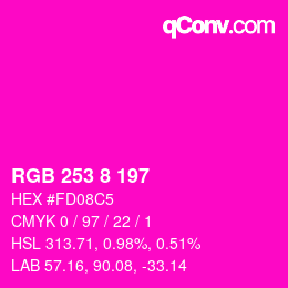 颜色代码: RGB 253 8 197 | qconv.com