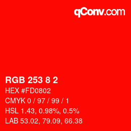 Código de color: RGB 253 8 2 | qconv.com