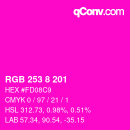 Color code: RGB 253 8 201 | qconv.com