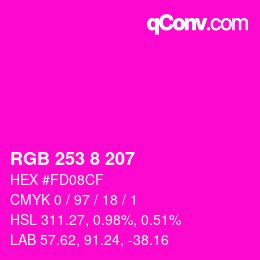 Color code: RGB 253 8 207 | qconv.com