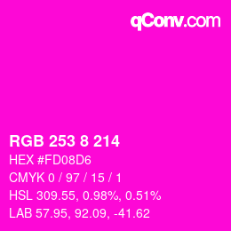 颜色代码: RGB 253 8 214 | qconv.com