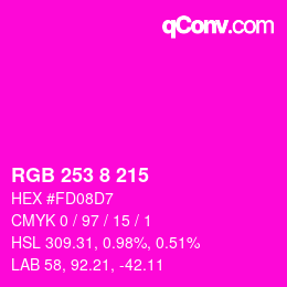颜色代码: RGB 253 8 215 | qconv.com