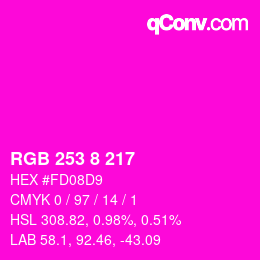 Color code: RGB 253 8 217 | qconv.com