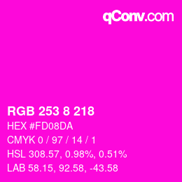 カラーコード: RGB 253 8 218 | qconv.com