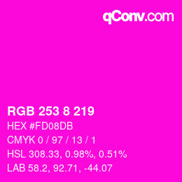 颜色代码: RGB 253 8 219 | qconv.com