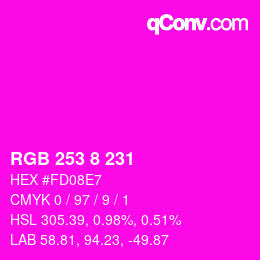 Color code: RGB 253 8 231 | qconv.com
