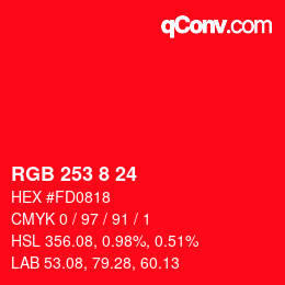 Color code: RGB 253 8 24 | qconv.com