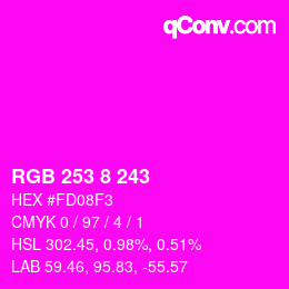 Color code: RGB 253 8 243 | qconv.com