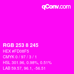 颜色代码: RGB 253 8 245 | qconv.com