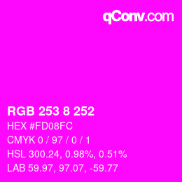 Color code: RGB 253 8 252 | qconv.com