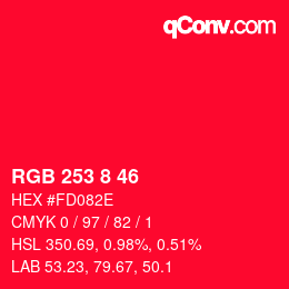 Color code: RGB 253 8 46 | qconv.com