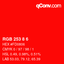 Color code: RGB 253 8 6 | qconv.com