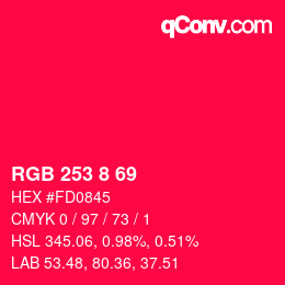 颜色代码: RGB 253 8 69 | qconv.com