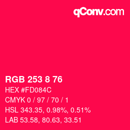 颜色代码: RGB 253 8 76 | qconv.com