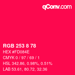 颜色代码: RGB 253 8 78 | qconv.com