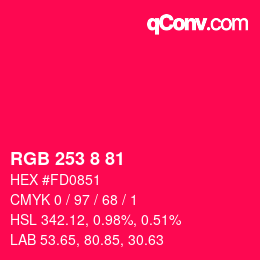 颜色代码: RGB 253 8 81 | qconv.com