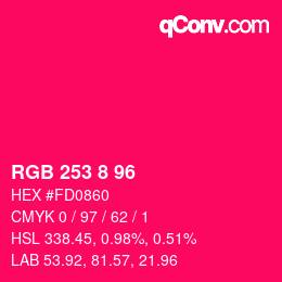 颜色代码: RGB 253 8 96 | qconv.com