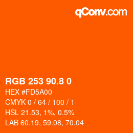 カラーコード: RGB 253 90.8 0 | qconv.com