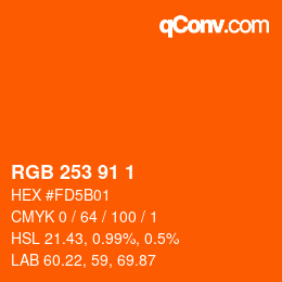 カラーコード: RGB 253 91 1 | qconv.com