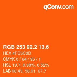 カラーコード: RGB 253 92.2 13.6 | qconv.com