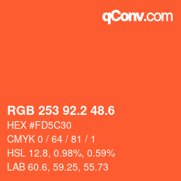 カラーコード: RGB 253 92.2 48.6 | qconv.com