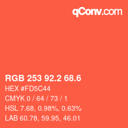 カラーコード: RGB 253 92.2 68.6 | qconv.com