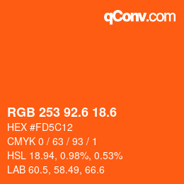 カラーコード: RGB 253 92.6 18.6 | qconv.com