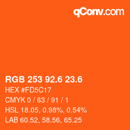 カラーコード: RGB 253 92.6 23.6 | qconv.com