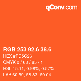 カラーコード: RGB 253 92.6 38.6 | qconv.com
