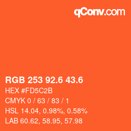 カラーコード: RGB 253 92.6 43.6 | qconv.com