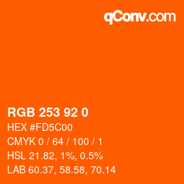 カラーコード: RGB 253 92 0 | qconv.com