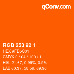 カラーコード: RGB 253 92 1 | qconv.com