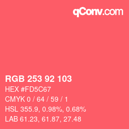 Color code: RGB 253 92 103 | qconv.com