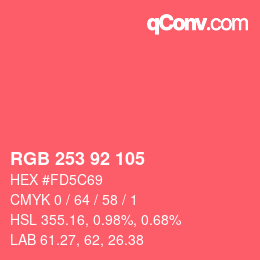 カラーコード: RGB 253 92 105 | qconv.com