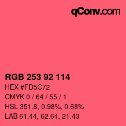 カラーコード: RGB 253 92 114 | qconv.com