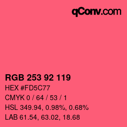 カラーコード: RGB 253 92 119 | qconv.com