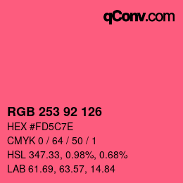 カラーコード: RGB 253 92 126 | qconv.com