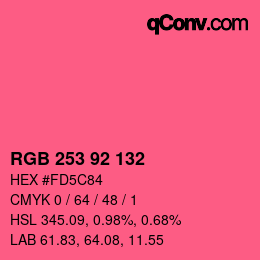 カラーコード: RGB 253 92 132 | qconv.com