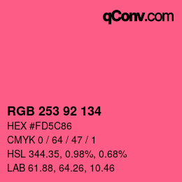 カラーコード: RGB 253 92 134 | qconv.com