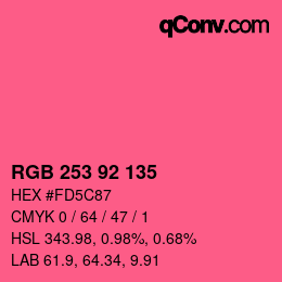 カラーコード: RGB 253 92 135 | qconv.com