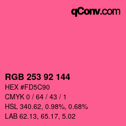 カラーコード: RGB 253 92 144 | qconv.com