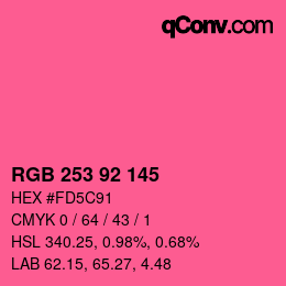 颜色代码: RGB 253 92 145 | qconv.com